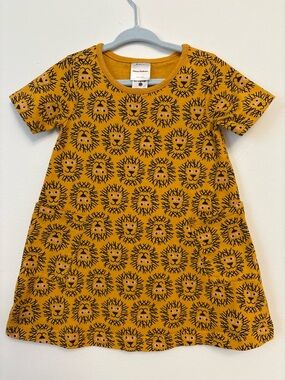 Hanna Andersson Mustard Yellow Lion Print Short Sleeve Dress